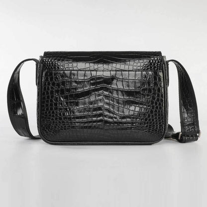 Siamese Crocodile Belly Skin Genuine Leather Cambridge Bag Men's Simple Commuting Casual Crossbody Shoulder Bag 