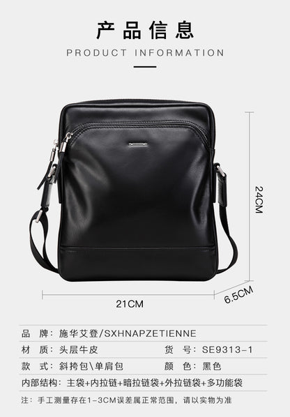 Men's shoulder bag, multi-functional, practical, genuine cowhide leather, business crossbody bag 