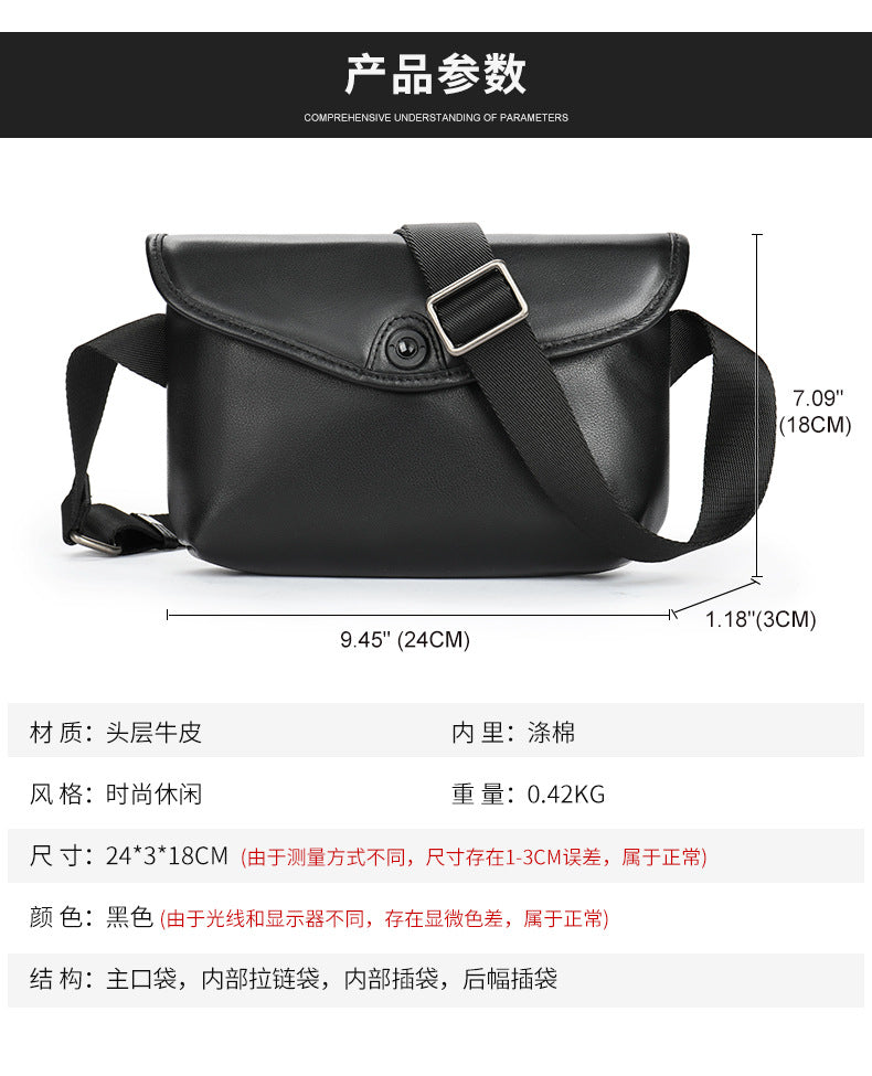 Men's Shoulder Bag Made of Cowskin Genuine Leather High Quality Waterproof Fashion Men Crossbody Bag 