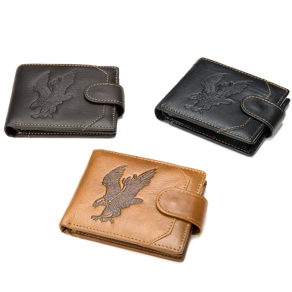Men's Short Wallet Business Genuine Cowhide Leather Coin Purse Card Bag Men's Wallet 