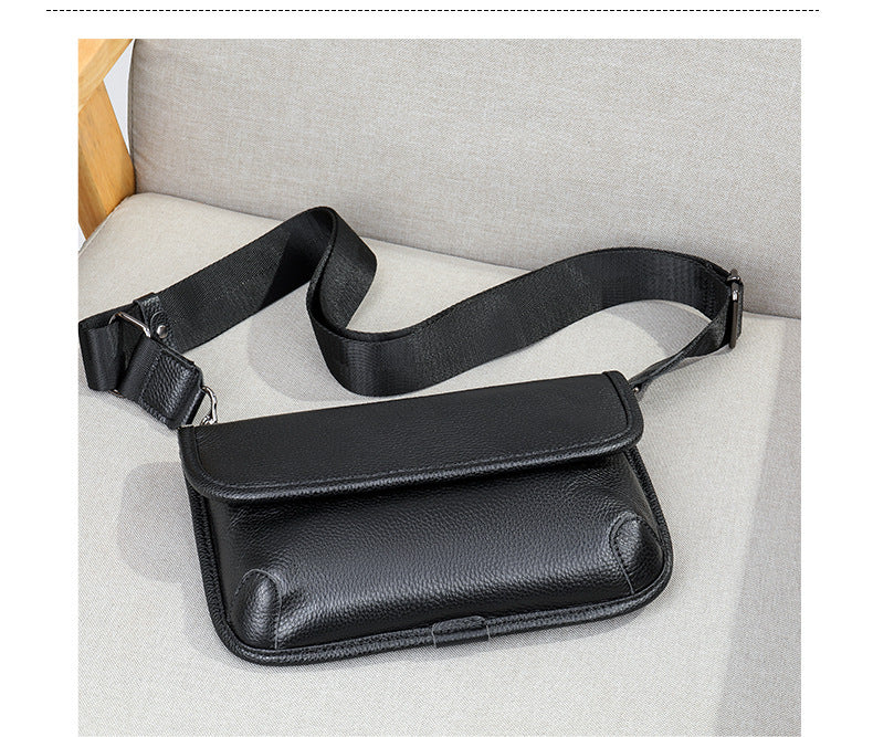 Men's Shoulder Bag Genuine Cowhide Leather Simple Fashion Men's Crossbody Bag 
