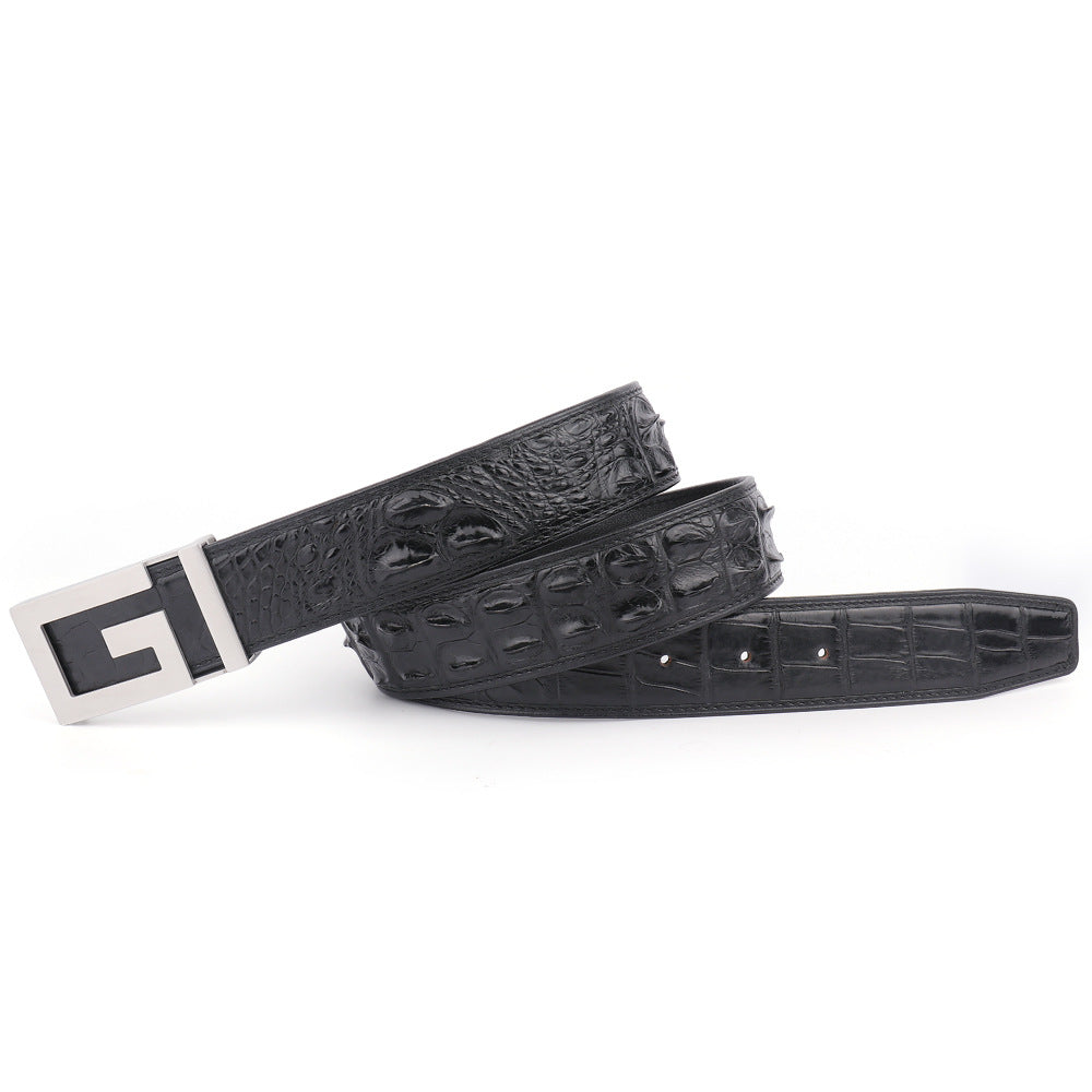 New Men's Belt Crocodile Skin Genuine Leather Unjointed Fashion Casual Men's Belt 