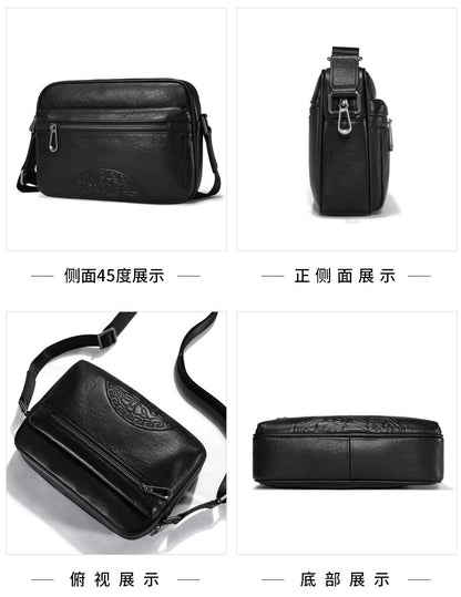 Men's Crossbody Bag Genuine Leather Cowhide Fashion Business Casual Shoulder Bag 