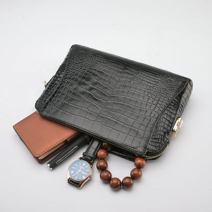 Crocodile Belly Skin Men's Bag Business Large Capacity Casual Security Lock Handbag 