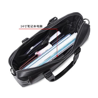 Men's handbag Genuine leather cowhide computer bag Business large capacity briefcase Men's handbag 