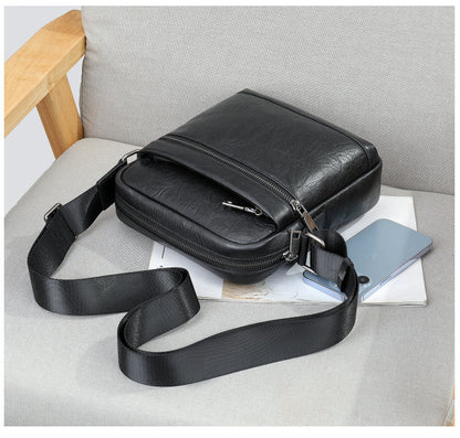 Men's shoulder bag, genuine cowhide leather, business commuting style, crossbody bag for men 