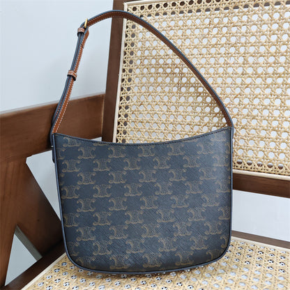 Genuine leather armpit bag Stylish shoulder bag Simple textured women's bag Goes with anything