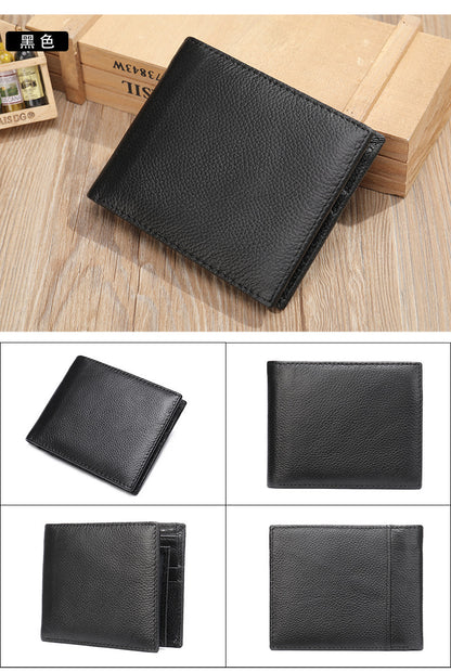 Men's short wallet made of genuine cowhide leather bifold folding DIY handmade wallet men's wallet 