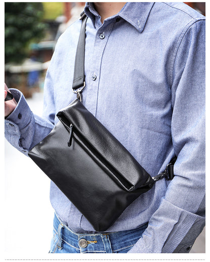 Men's Shoulder Bag Genuine Cowhide Leather Fashion Sports Crossbody Bag for Men 