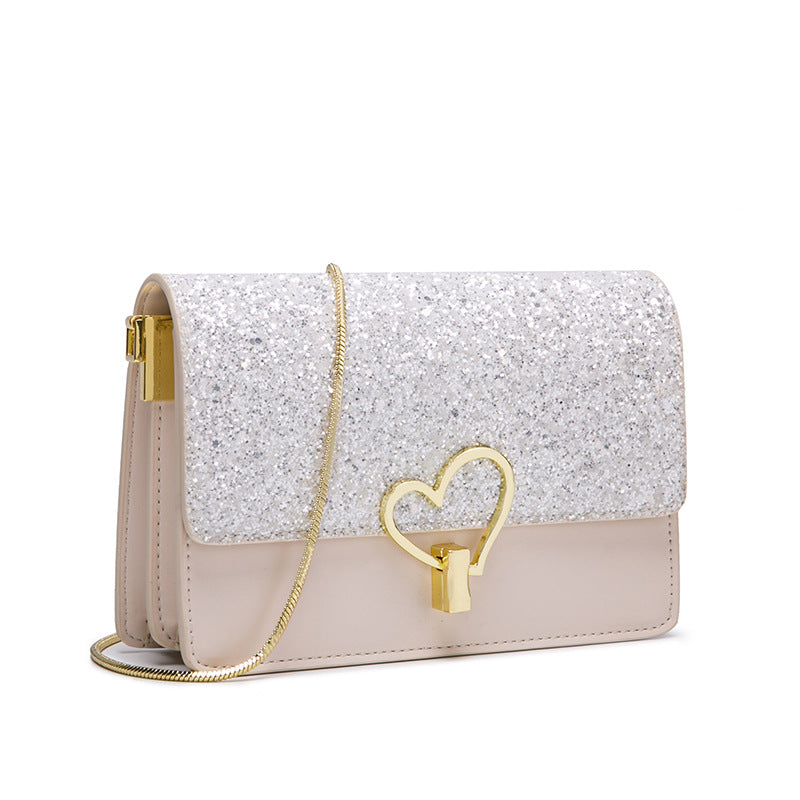 Ladies genuine leather fashionable chain bag sequin romantic starry sky bag shoulder bag
