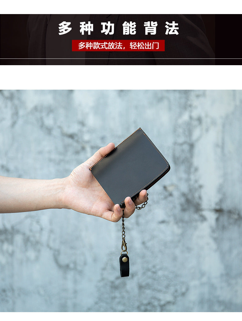 Men's short wallet genuine cowhide leather aluminum alloy automatic pop-up card bag RFID anti-theft brush wallet for men 