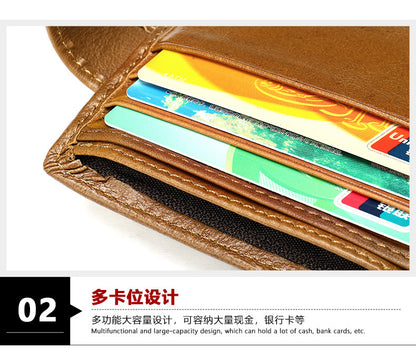 Men's Short Wallet Business Genuine Cowhide Leather Coin Purse Card Bag Men's Wallet 
