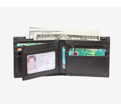Men's short wallet made of genuine cowhide leather bifold folding DIY handmade wallet men's wallet 