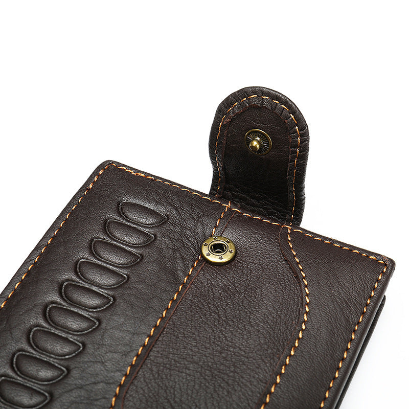 Men's Short Wallet Made of Genuine Cowhide Leather Retro Multifunctional Men's Card Bag Wallet 