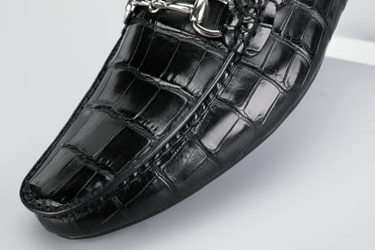 Crocodile Skin Men's Leather Shoes Genuine Leather Moccasins Fashion Casual Men's Shoes 