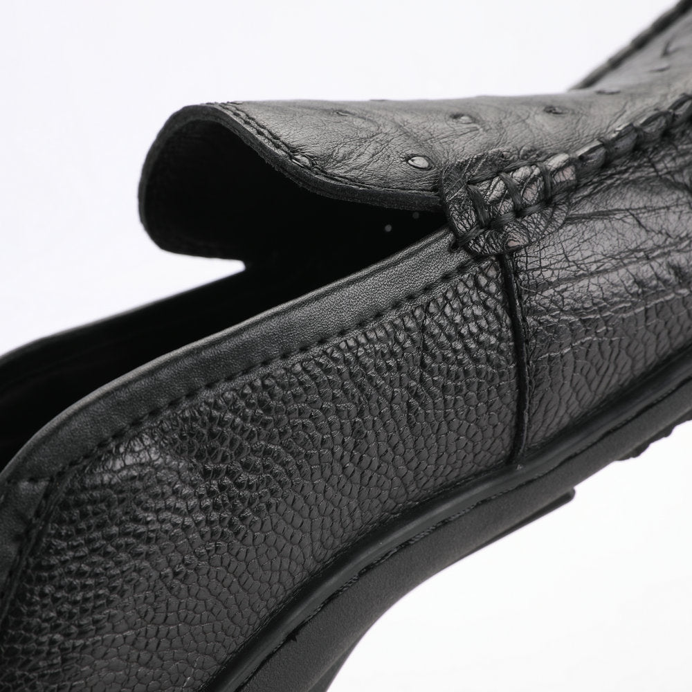 Ostrich skin genuine leather men's leather shoes moccasins business casual shoes 