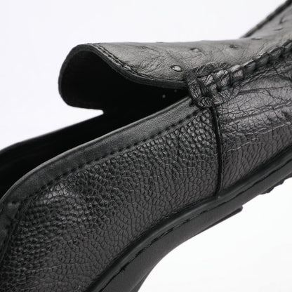 Ostrich skin genuine leather men's leather shoes moccasins business casual shoes 