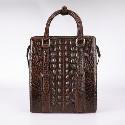 Crocodile Bone Skin Genuine Leather Men's Briefcase Business Commuting Casual Crossbody Shoulder Bag Vertical Handbag 