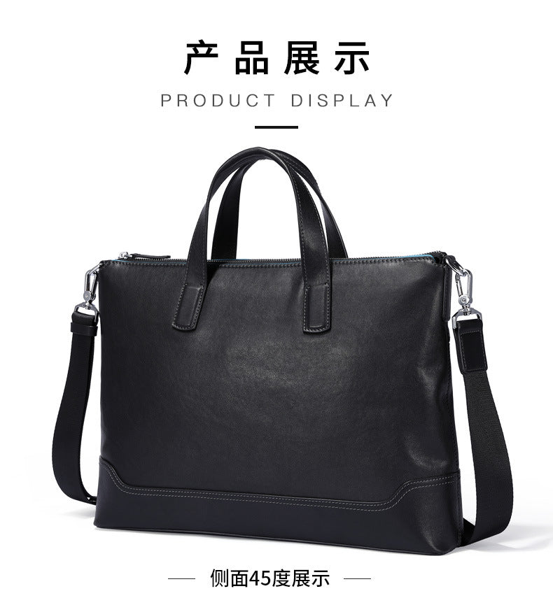 Men's handbag, genuine cowhide leather handbag, computer bag, high quality business briefcase 