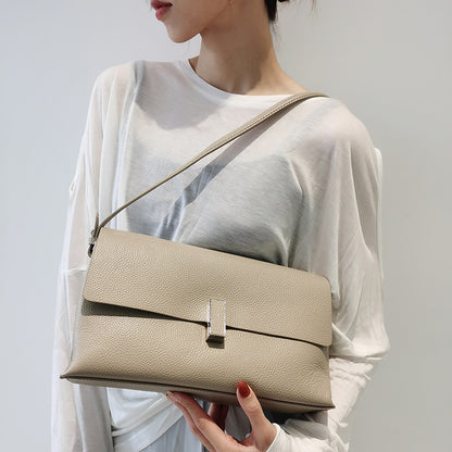 Cowhide shoulder bag women's bag fashionable simple shoulder bag crossbody bag large capacity