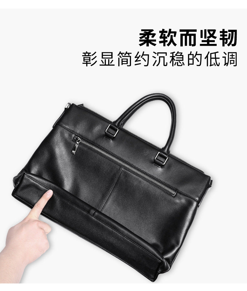 Men's Handbag Genuine Cowhide Leather Computer Bag Business Large Capacity Briefcase Crossbody Bag 