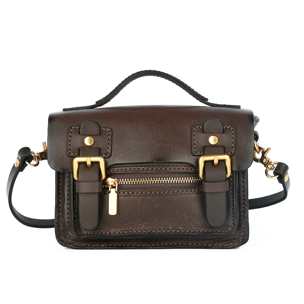 Women's Cowhide Gyukawa Pouch Luxury Mini Shoulder Bag Genuine Leather Crossbody Bag Retro