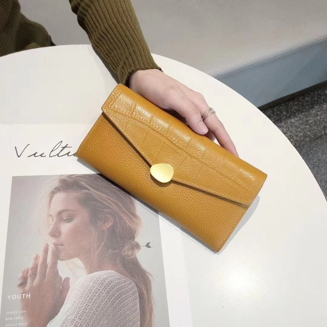 Long wallet ladies simple cowhide wallet mobile bag genuine leather wallet fashion 