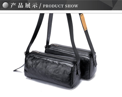 Men's Shoulder Bag Made of Genuine Cowskin Leather with Hand-held Crest High Quality Luxury Fashion Crossbody Bag for Men 