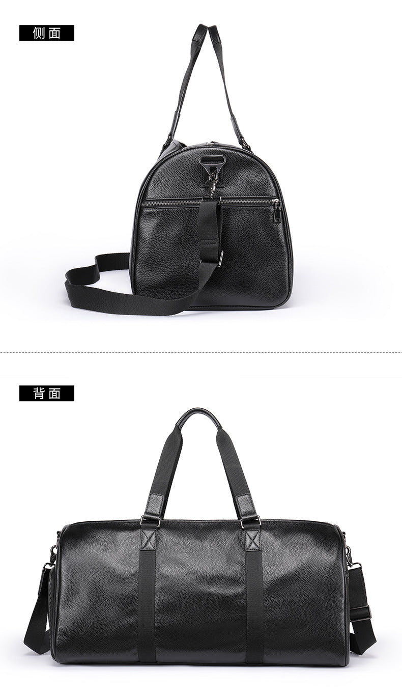 Men's travel bag Dry and wet separation cowhide genuine leather short distance business trip handbag handbag fitness travel bag large capacity men's luggage bag 
