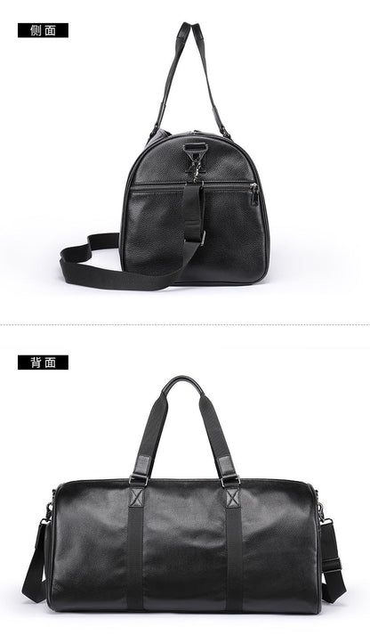 Men's travel bag Dry and wet separation cowhide genuine leather short distance business trip handbag handbag fitness travel bag large capacity men's luggage bag 