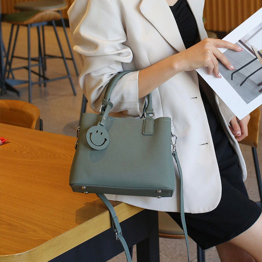 Women's Bag Multilayer Large Capacity Casual Shopping Bag Cowhide One Shoulder Handbag Genuine Leather Bag