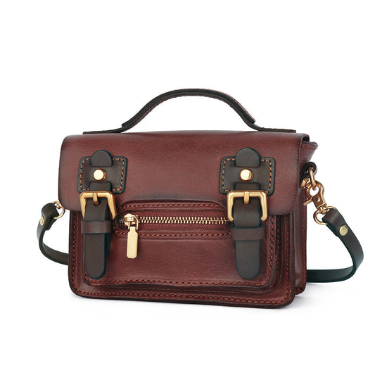 Women's Cowhide Gyukawa Pouch Luxury Mini Shoulder Bag Genuine Leather Crossbody Bag Retro