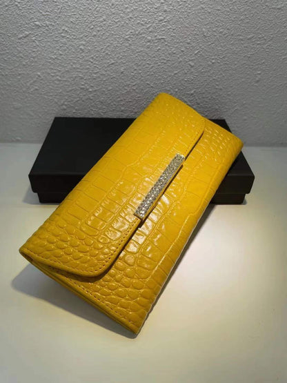 Ladies wallet cowhide simple crocodile pattern long wallet large capacity ladies clutch bag fashion