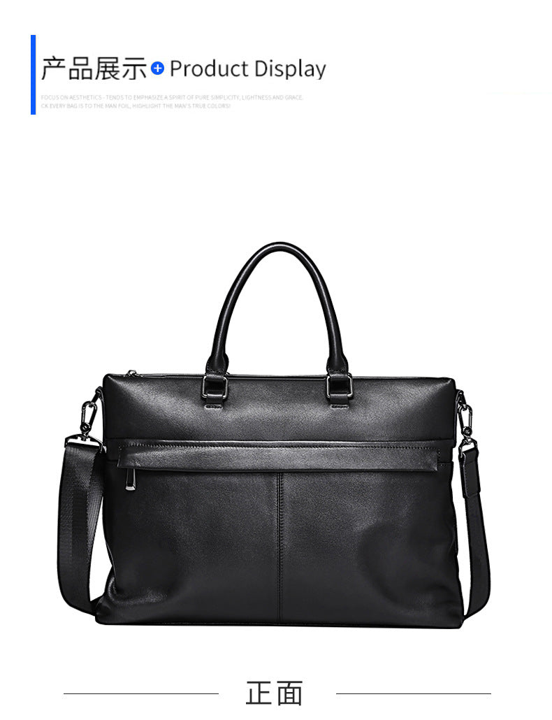 Men's Handbag Genuine Cowhide Leather Computer Bag Business Large Capacity Briefcase Crossbody Bag 