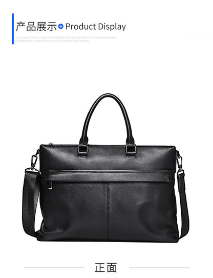 Men's Handbag Genuine Cowhide Leather Computer Bag Business Large Capacity Briefcase Crossbody Bag 