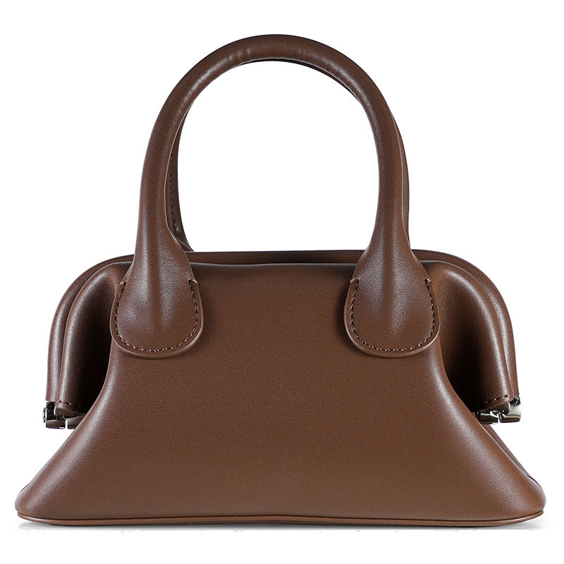 Genuine leather women's bag A stylish clip bag with a shoulder bag that goes with anything