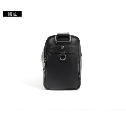 Men's shoulder bag Genuine cowhide leather cylindrical fashion casual large capacity crossbody bag for men 