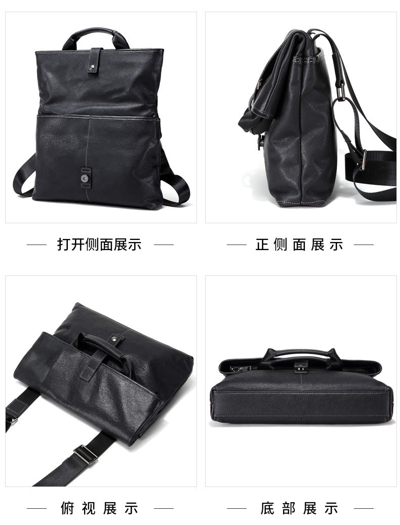 Men's shoulder bag, genuine cowhide leather, multi-functional handbag, business crossbody bag 