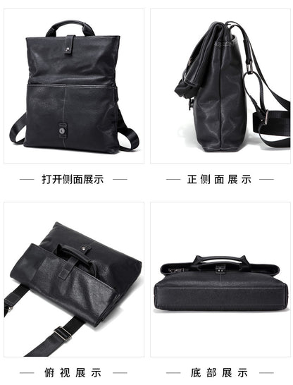 Men's shoulder bag, genuine cowhide leather, multi-functional handbag, business crossbody bag 