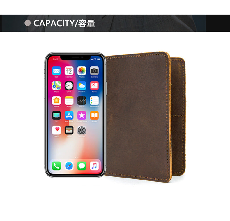 Men's Wallet Cow Leather Large Capacity Card Holder DIY Men's Wallet 