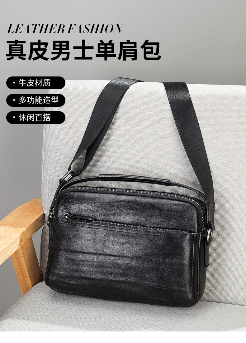 Men's shoulder bag, genuine cowhide leather, business commuting handbag, handbag, crossbody bag for men 