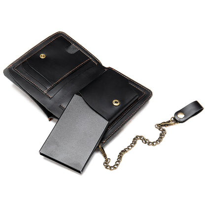 Men's short wallet genuine cowhide leather aluminum alloy automatic pop-up card bag RFID anti-theft brush wallet for men 