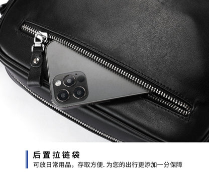 Men's shoulder bag, genuine cowhide leather, business fashion, large capacity, crossbody bag 