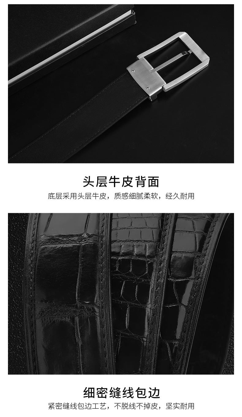 Siamese Crocodile Skin Men's Belt Genuine Leather Business Casual Width 3.8cm Men's Belt 
