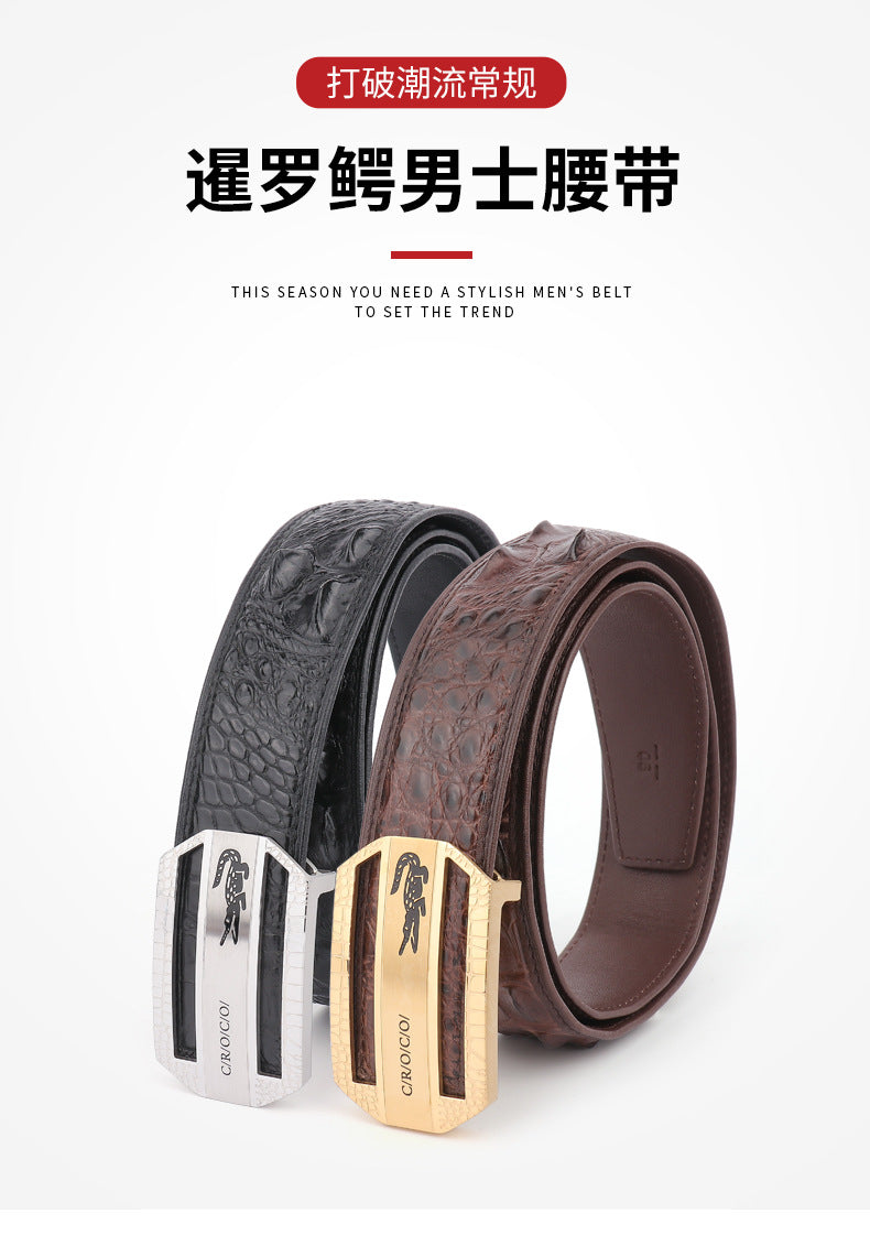 Men's Belt Siamese Crocodile Skin Genuine Leather Unjointed Casual Men's Belt 