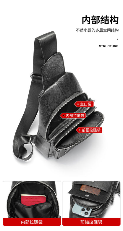 Men's Bust Bag Cowskin Genuine Leather Outer Multifunctional Fashion Casual Sports Men Bag 