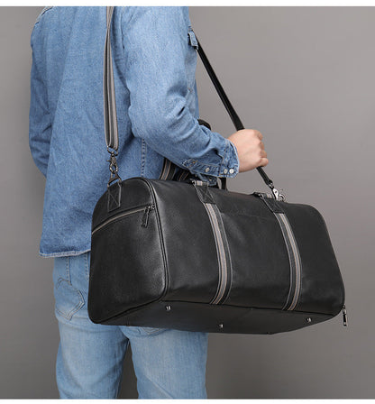 Men's travel bag Dry and wet separation cowhide genuine leather short distance business trip handbag handbag fitness travel bag large capacity men's luggage bag 
