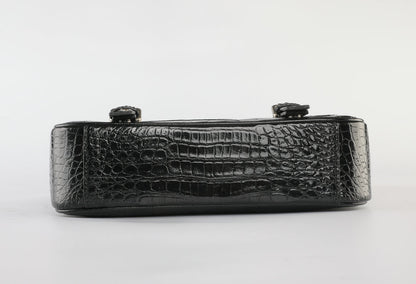 Siamese Crocodile Belly Skin Genuine Leather Cambridge Bag Men's Simple Commuting Casual Crossbody Shoulder Bag 