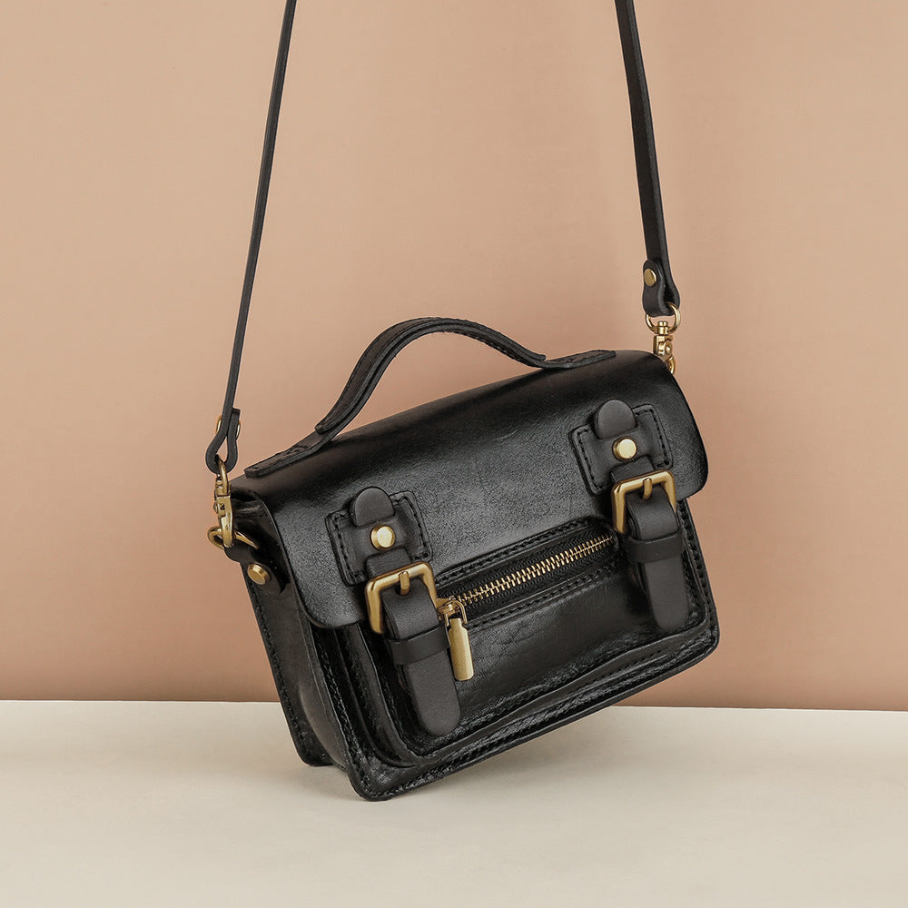 Women's Cowhide Gyukawa Pouch Luxury Mini Shoulder Bag Genuine Leather Crossbody Bag Retro