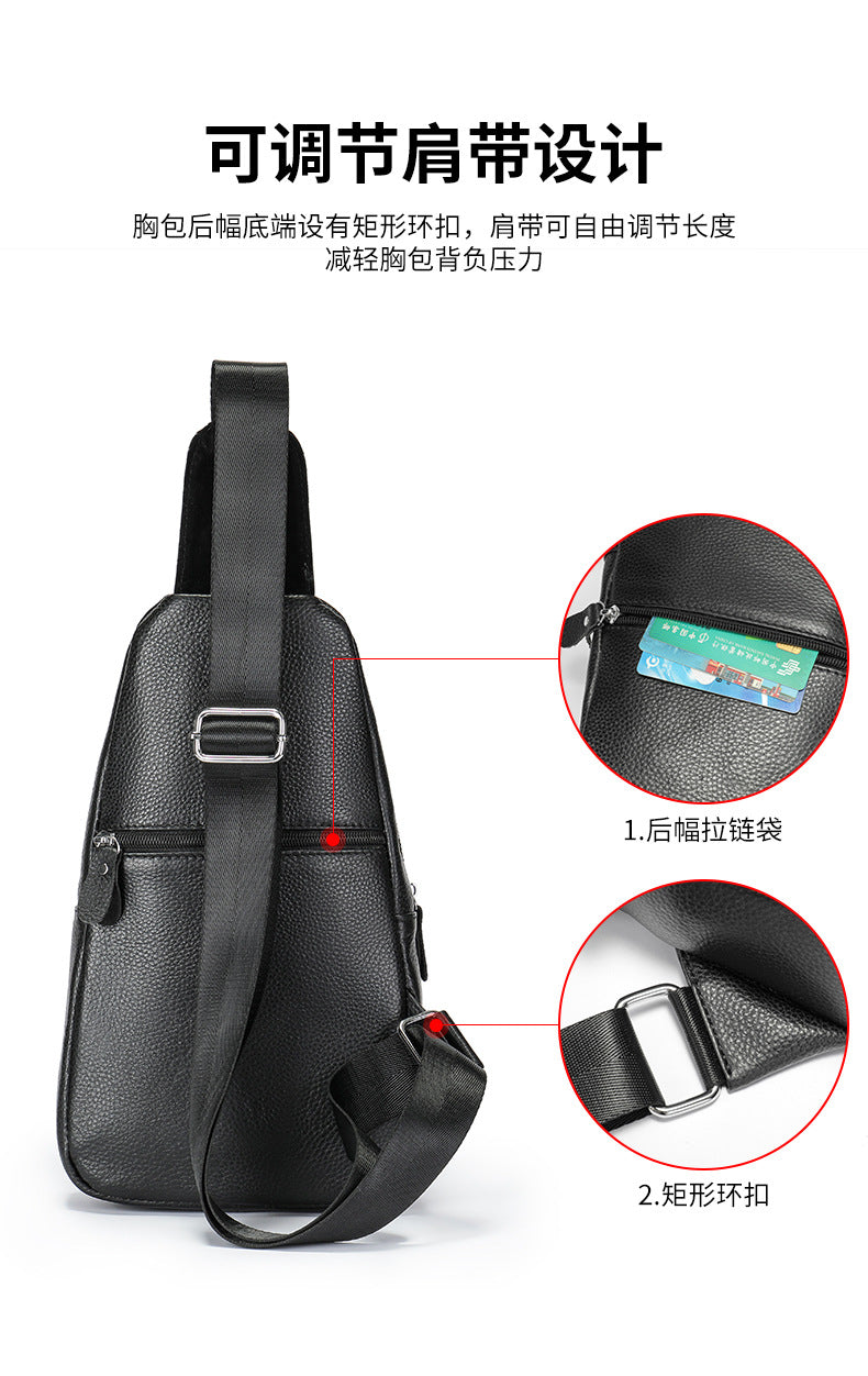 Men's Bust Bag Cowskin Genuine Leather Outer Multifunctional Fashion Casual Sports Men Bag 